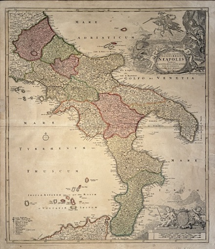 Homann Johann Baptist (1664-1724) Novissima & exactissima totius Regni Neapolis tabula... 1716 Norimberga 